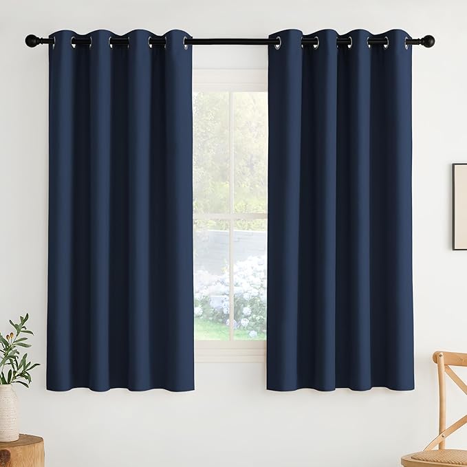 NICETOWN Room Darkening Draperies Curtains Panels, 2 Panels Navy Blue W52 x L63 by NICETOWN