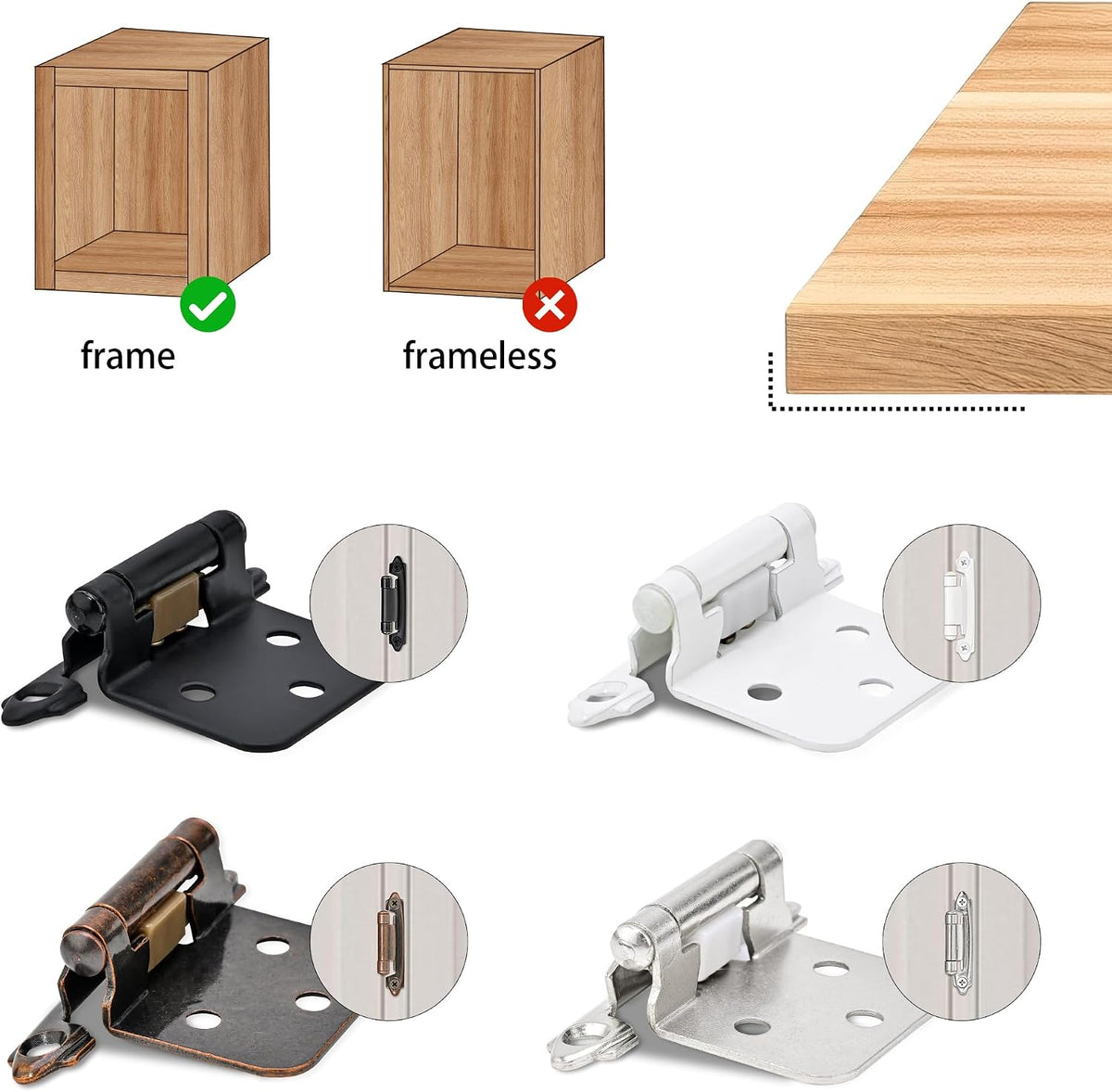 50 Pack 25 Pairs 1/2" Overlay Cabinet Door Hinges - Oil Rubbed Bronze Self Closing Hinges