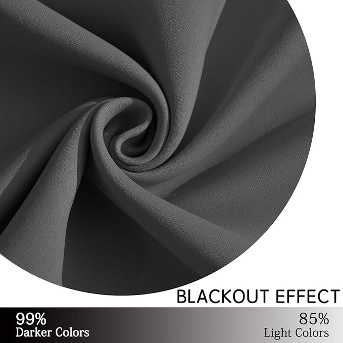 Yakamok Room Darkening Dark Gray Blackout Curtains Thermal Insulated Grommet - Image 6