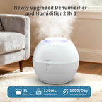 Dehumidifier & Humidifier 2-in-1 with Purifier, 101oz Tank, Whisper-Quiet Smart Steam Control for Bedroom, Baby Room, or Basement, Includes Drain Hose
