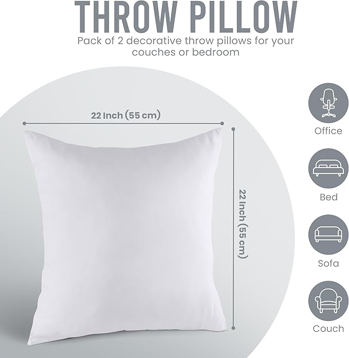 Utopia Bedding 22x22 Pillow Inserts, Sofa & Couch – Soft, Supportive & Fluffy - Image 6