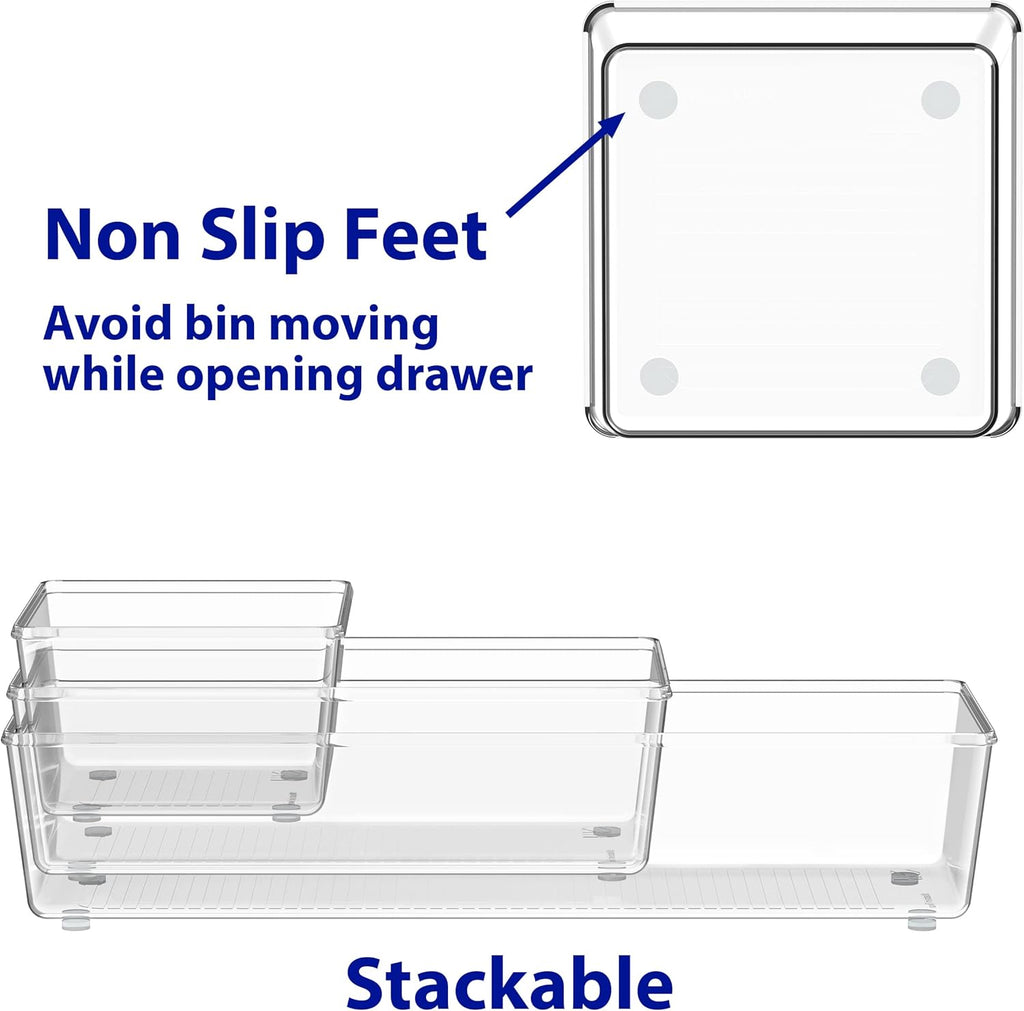 Simple Houseware 20 PCS Clear Plastic Drawer Organizers Set, 5-Size
