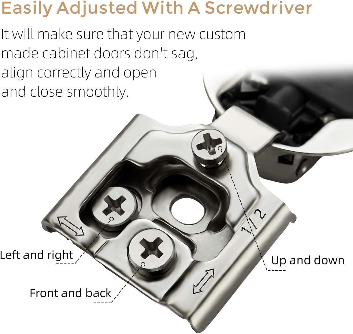 Soft Close Hinges for Kitchen Cabinet Hinges, 1/2 Inch Overlay, 60 Pack