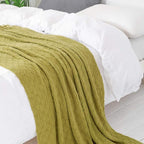 BOURINA Olive Green Throw Blanket 60x80 Inches Throw Textured Solid Soft Sofa - Image 4