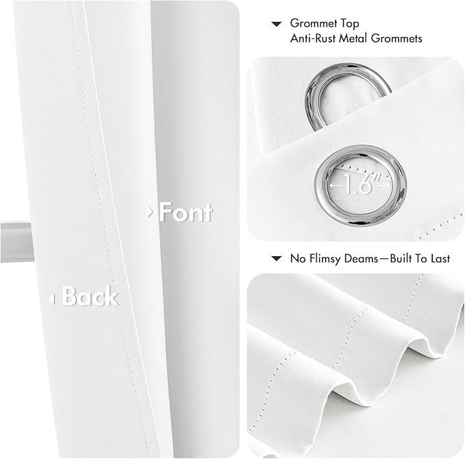 MIULEE Pure White Curtains for Bedroom Living Room 96 Inches Long 2 Panels - Image 4