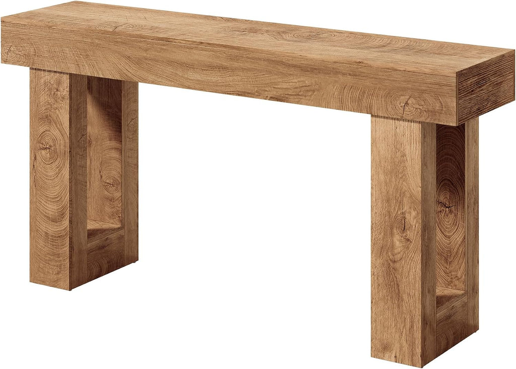 LITTLE TREE 63 Inches Long Console Table for Entryway, Sofa Table Behind Couch, Wooden Entry Table Foyer Hallway Tables, Farmhouse Console Sofa Tables for Living Room, Oak Color