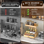 Coffee Bar Station Organizer with Drawer, 2-Tier Countertop Shelf (Natural)