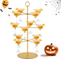 QPIX DIGITAL Champagne Tower,Metal Cocktail Tree Stand 3 Tier - 12 Holders For Champagne, Cocktails, Martini, Margarita Cups at Weddings,Bridal Parties & Events,Cocktail Glass Gold Holder