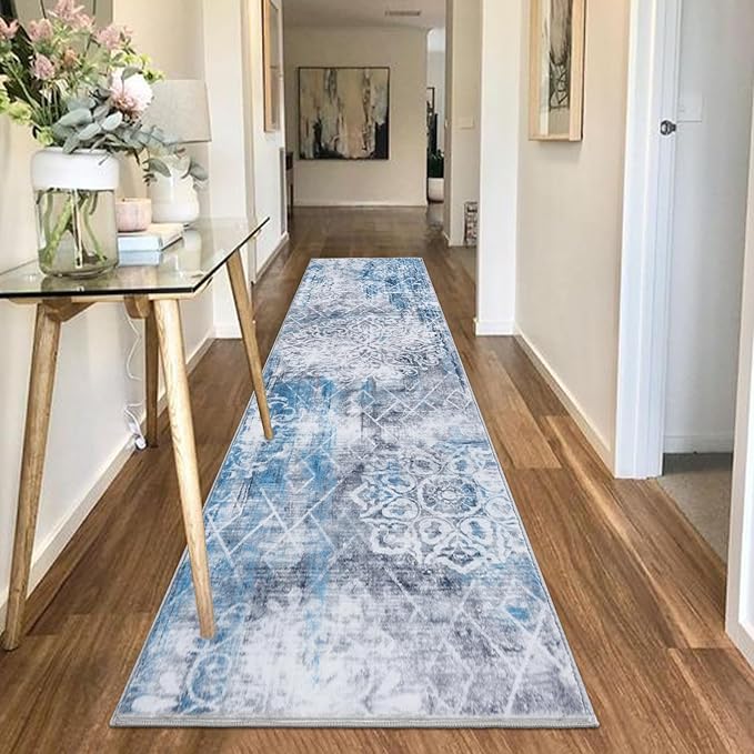 HEBE Hallway Runner Rug 2'x10' Washable Vintage Distressed Area Rugs Non Slip - Image 8