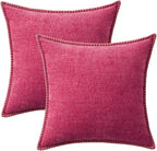 MIULEE Pack of 2 Couch Throw Pillow Covers 18x18 Inch Hot Pink Farmhouse - Image 6
