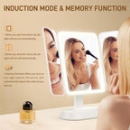 FRANO Trifold Makeup Mirror with Light, 3X/5X Magnifying Vanity Mirror,