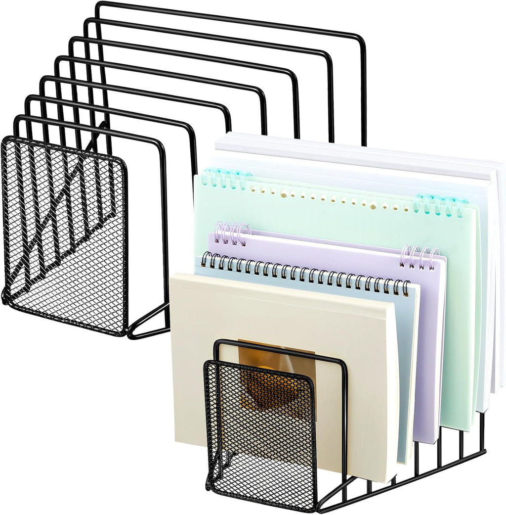 2 Pcs Wire File Sorter Desk 7 Section Organizer, Golden