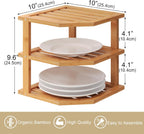 VERTORGAN 3 Tier Bamboo Dish Drying Rack,Corner Shelf 2 Pack(Natural)