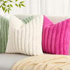 decorUhome Summer Cozy Faux Fur Throw Pillow Covers 24x24 Set of 2 Decorative - Image 6