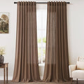 Caramel Brown Linen Curtains 120 Inch Extra Long by Nanspring