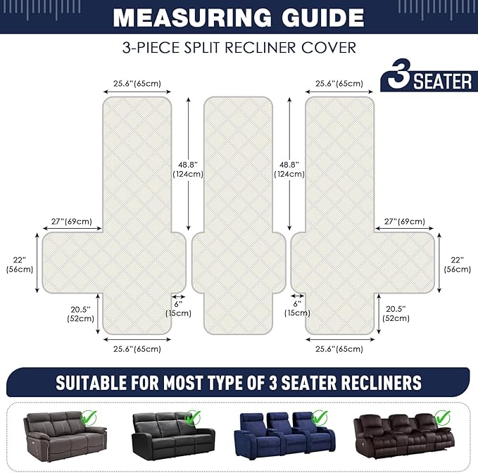 TAOCOCO 100% Waterproof Recliner Sofa Cover, Non Slip Split Couch Covers - Image 2
