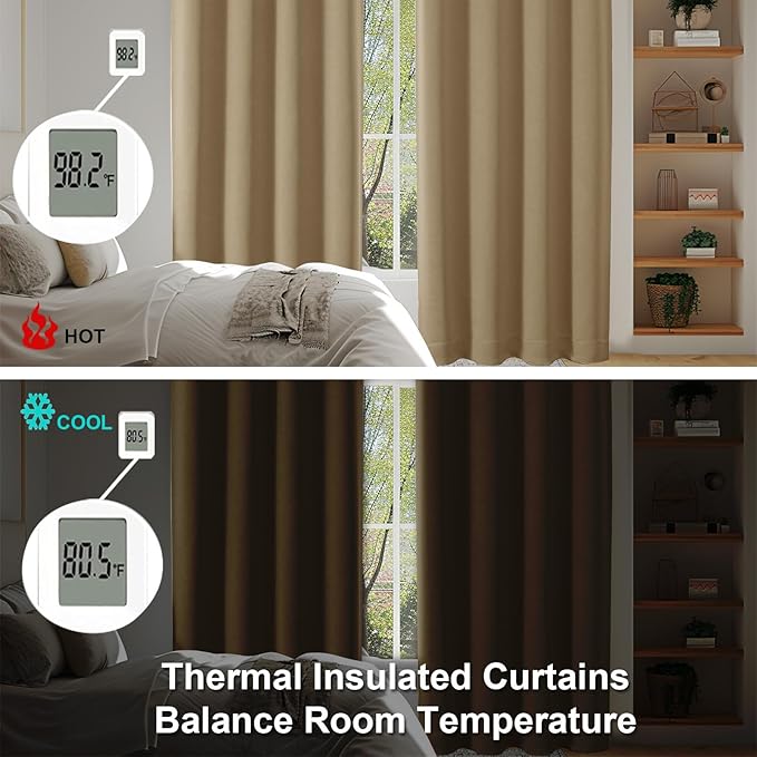 Simplebrand Ava Taupe Short 24 Inches Blackout Curtain 2 Panels Set, Half - Image 6
