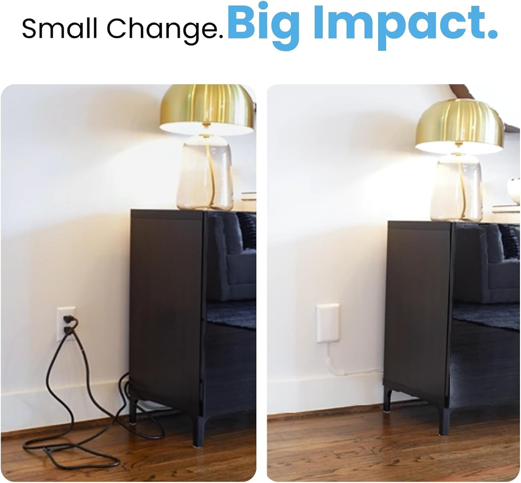 Sleek Socket Original & Patented Ultra-Thin Outlet Concealer with Cord Concealer Kit, Flat Extension Cord with Multi Outlets Power Strip, Ideal for Home Improvement, Hide Bulky and Messy Cords