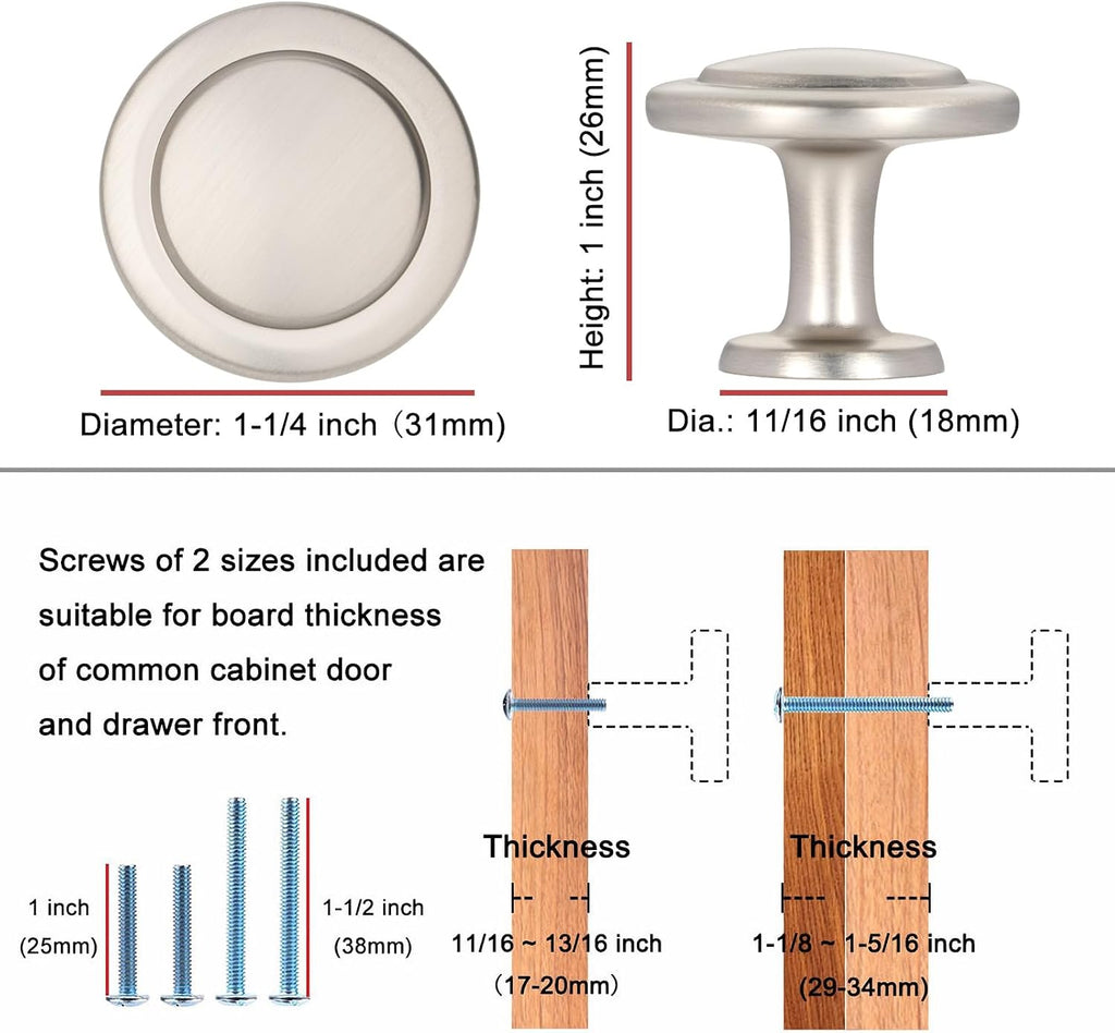 KOOFIZO 10 Pack Brushed Gold Cabinet Knobs Round Single Hole Pulls 1960