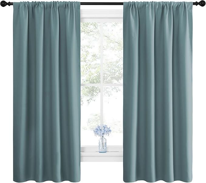 NICETOWN Greyish Blue Blackout Curtains Panels - Image 2