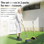 2 Pack is More economical,Brooms with Dustpan Combo Set， with 52" Long Handle, Dustpan Teeth with self-Cleaning Function, Indoor and Outdoor Sweeping, Perfect for Home Office (Large/Yellow/ 2-Pack)
