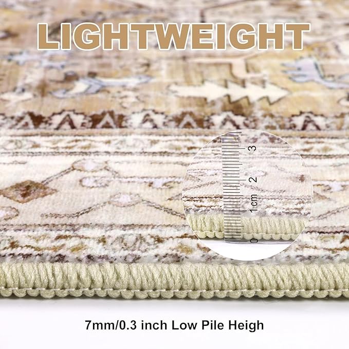 Yamaziot Washable Runner Rug, 3x8 Non-Slip Boho Vintage Hallway Rug - Image 3