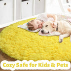 Amdrebio Yellow Round Circle Area Rug 4Ft - Image 3