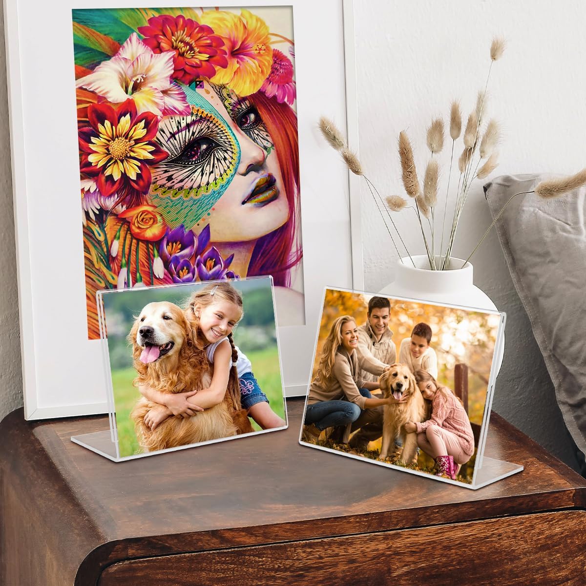 6 Pack 6x4 Inch Clear Acrylic Self Standing Picture Frames,Clear Photo Frame Stand Tabletop Display for Home or Office Décor,Horizontal