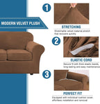 H.VERSAILTEX Velvet 4 Piece High Stretch Sofa Slipcover Cover Furniture - Image 3