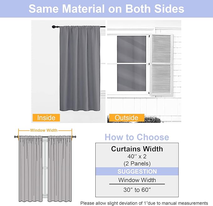 Simplebrand Ava Light Grey Short 36 Inches Blackout Curtain 2 Panels Set - Image 8