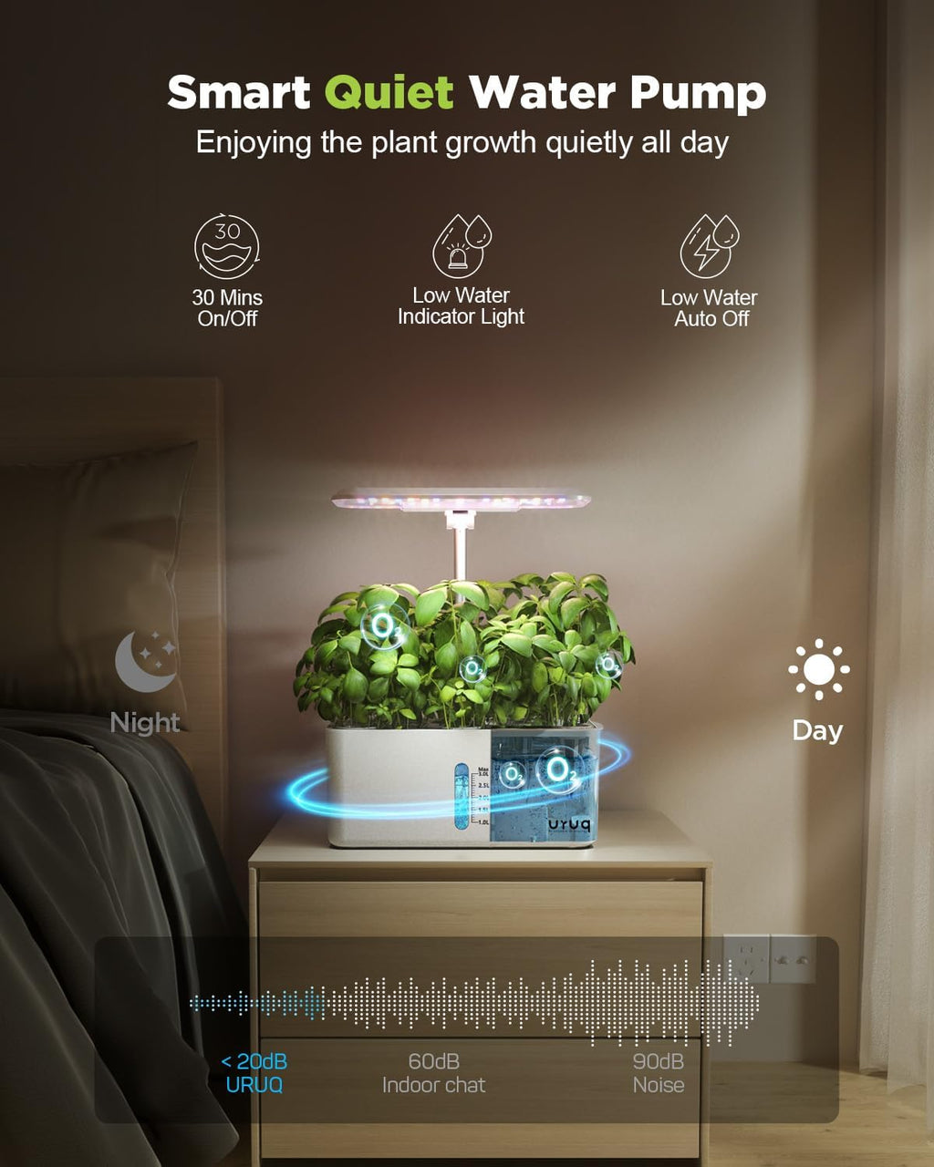 8 Pods Hydroponics Growing System with LED Grow Light - White