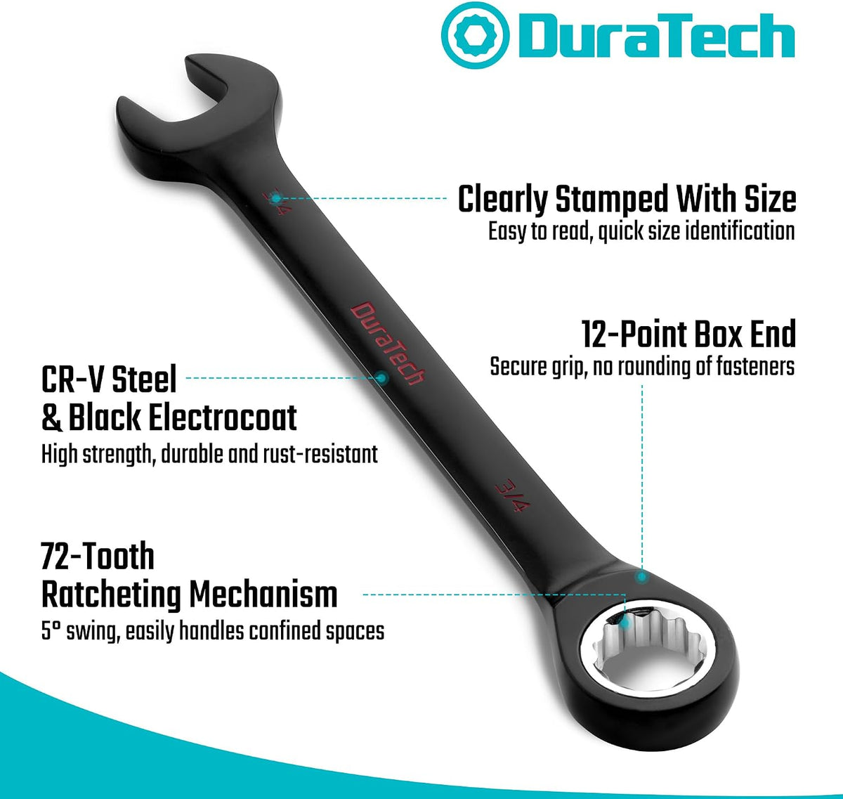 DURATECH 22-Piece Ratcheting Wrench Set,  Metric&SAE, Black Electrocoat