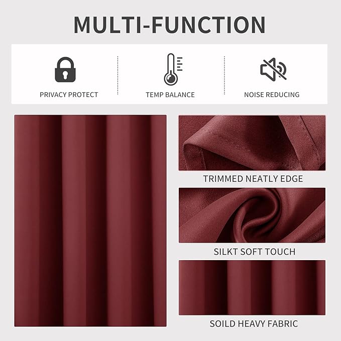 Joydeco Blackout Curtains 72 Inch Length 2 Panels Set, Thermal Insulated Long - Image 4