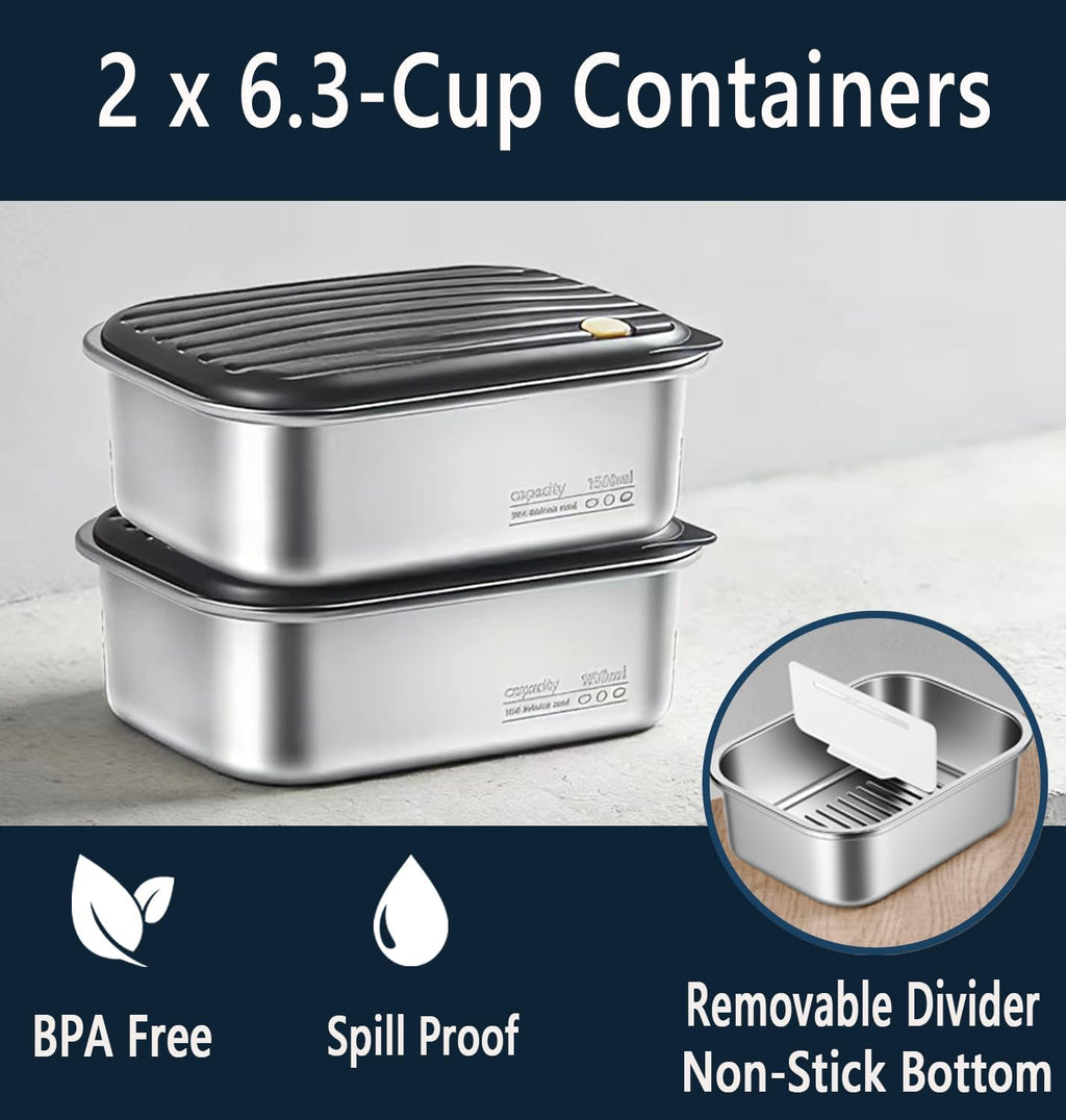 27000mAh Cordless Electric Heated Lunch Box for Adults 2 x 6.3 cups