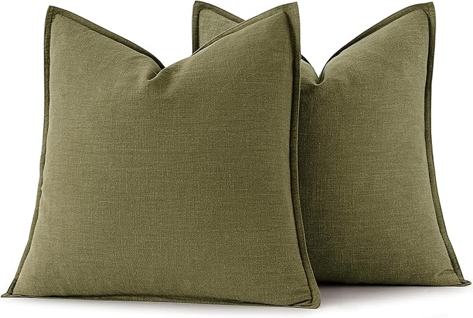MIULEE Decorative Linen Euro Sham Pillow Covers 26x26 Inch Green ​Boho - Image 6