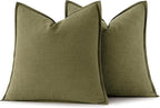 MIULEE Decorative Linen Euro Sham Pillow Covers 26x26 Inch Green ​Boho - Image 6