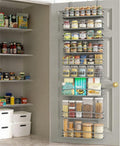 Moforoco Grey 9-Tier Over The Door Pantry Organizer, Pantry Organization and Storage, Black Hanging Basket Wall Spice Rack Seasoning Shelves