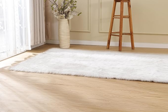 ORINOVA White Shag Washable Area Rugs - Image 6