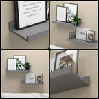 Boswillon Floating Shelves Set of 2, Small Wall Shelf with Lip, 16in, Grey