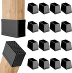 16 Pcs Non Slip Square Chair Leg Protector - Non Skid Furniture Grippers, Anti-Slip Silicone Furniture Feet Caps, Used for Outdoor Protection of Chair Legs (Black, 1.26-1.54").