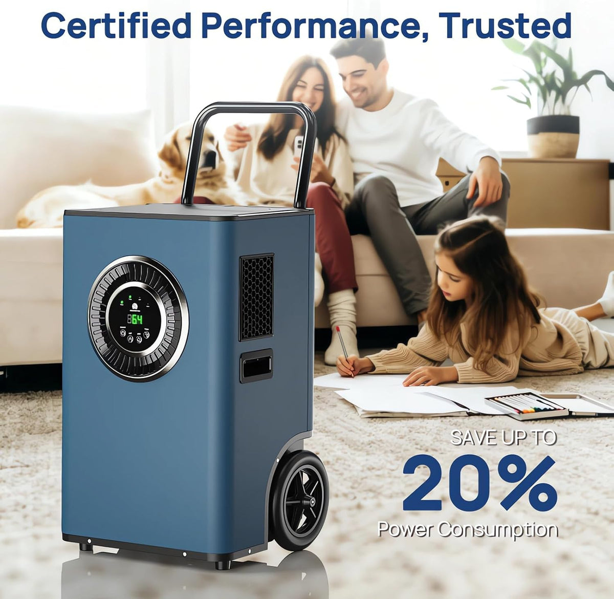 110 Pints LGR Commercial Dehumidifier with Pump and Drain Hose