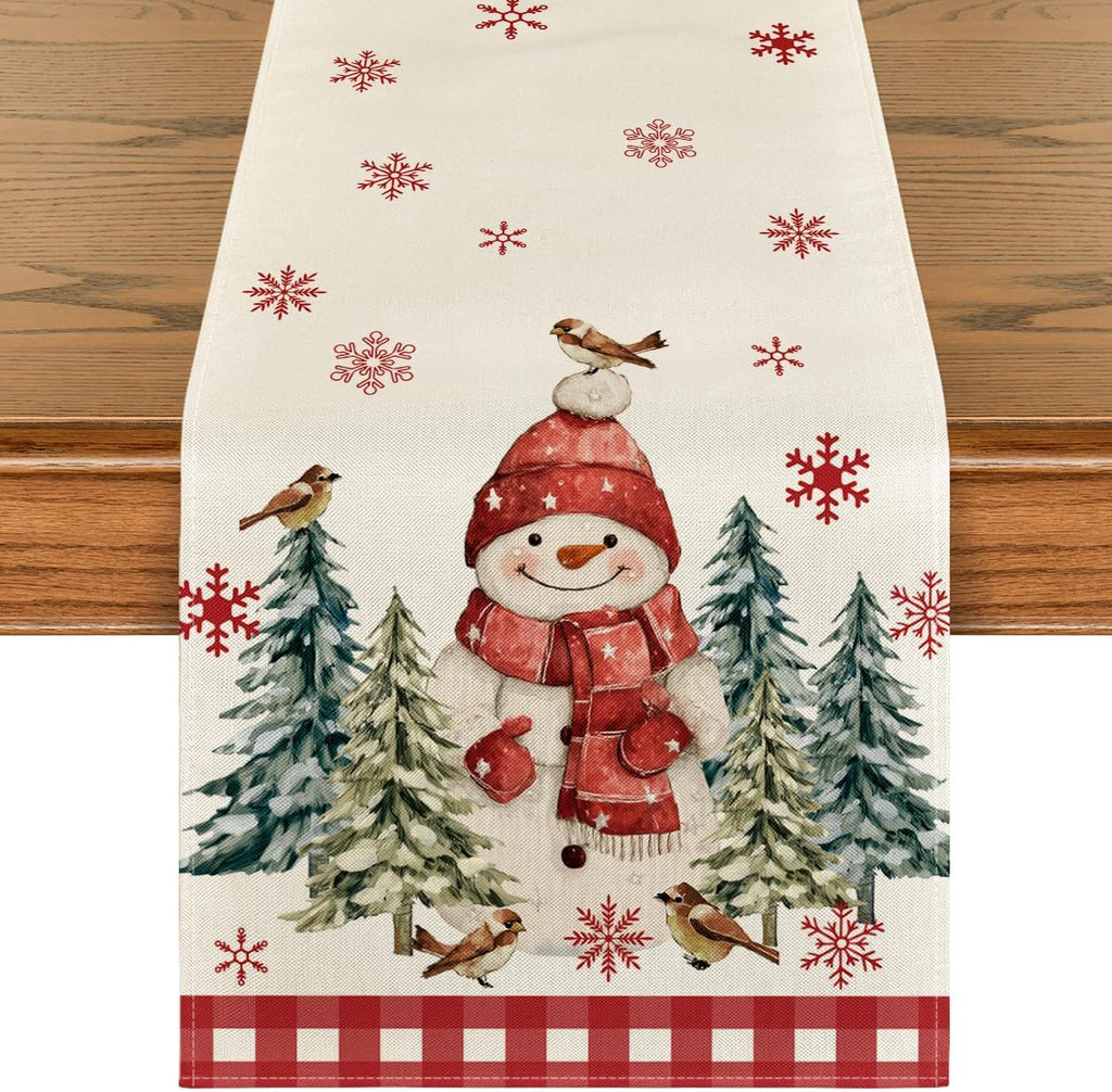 Artoid Mode Blue Snowman Winter Table Runner Home Party Decor 13x90 Inch