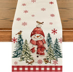 Artoid Mode Blue Snowman Winter Table Runner Home Party Decor 13x90 Inch