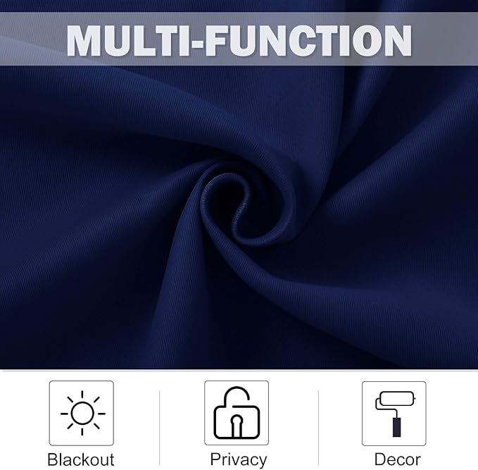 NICETOWN Royal Blue Blackout Kitchen Curtains - Image 3