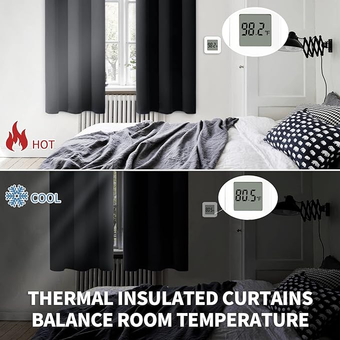 BGment Black Blackout Curtains for Bedroom 63 Inch Length 2 Panels Set - Image 4