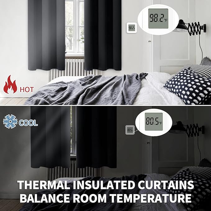 BGment Black Blackout Curtains for Bedroom 63 Inches Long, Each Panel 42 Inch - Image 4