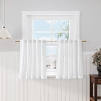 White Linen Kitchen Curtains 30 Inches Long 2 Panels Back Tab Rod Pocket by Nanspring