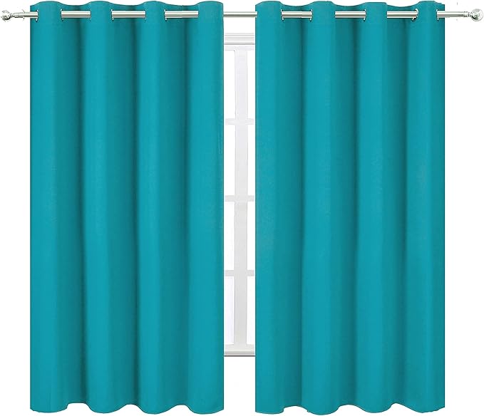 LEMOMO Teal/Turquoise Kids Blackout Bedroom Curtains/52 x 63 Inch/Set of 2 - Image 2