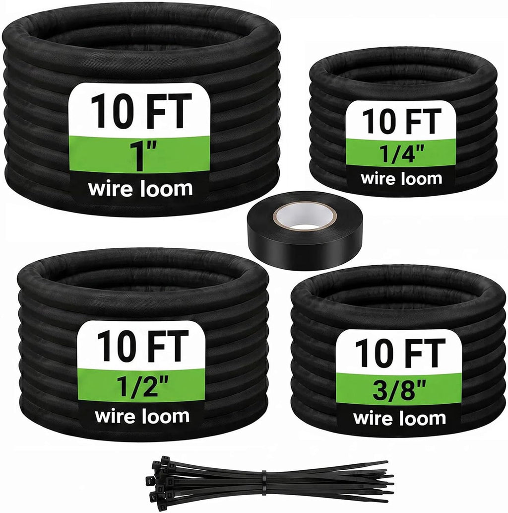 20FT Split Cable Management Sleeve Wire Loom Tubing Cord Protector for High-Temperature Automotive Harness Wires and Home Cable Management,Self-Wrapping Braided Cord Covers (1/2 Inch)