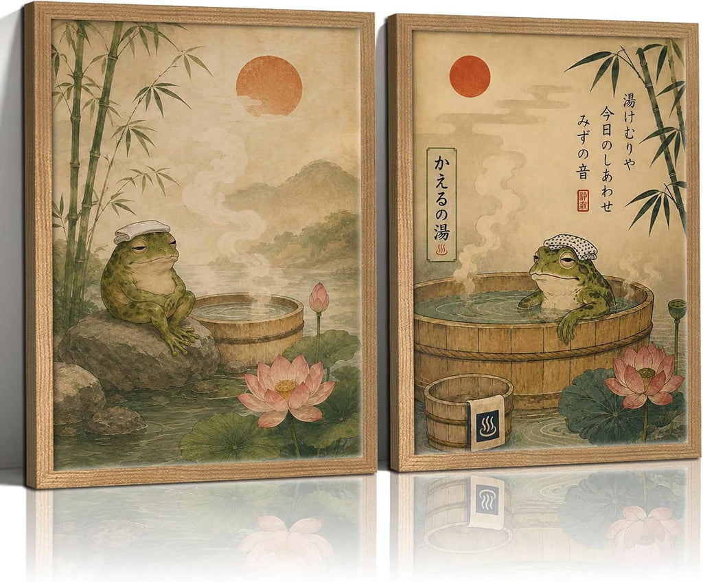Vintage Bathroom Wall Art Canvas Print Framed Floral Poster Decor 12x16Inch